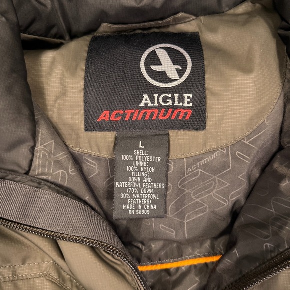 Aigle Actimum Puffer Vest Mens Large Grey Down Feather Outdoor Zip‎ Jacket - Picture 4 of 12
